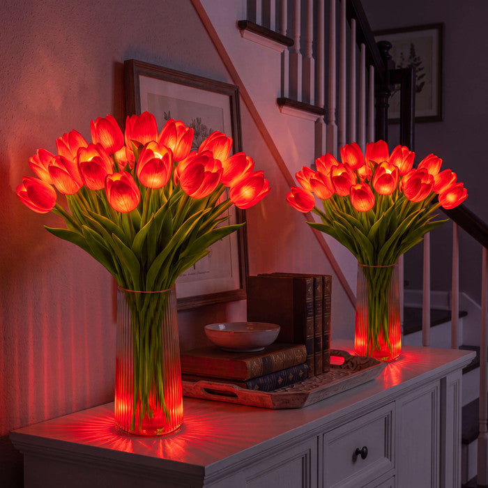 LED Tulip Bouquet Lamp – Glowing Artificial Tulips with Warm Ambient Light Tevako