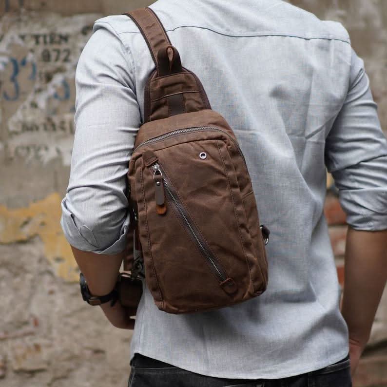 RUGVANA – Rugzak met schouderriem van gewaxt canvas, waterdicht ontwerp en meerdere compartimenten 4
