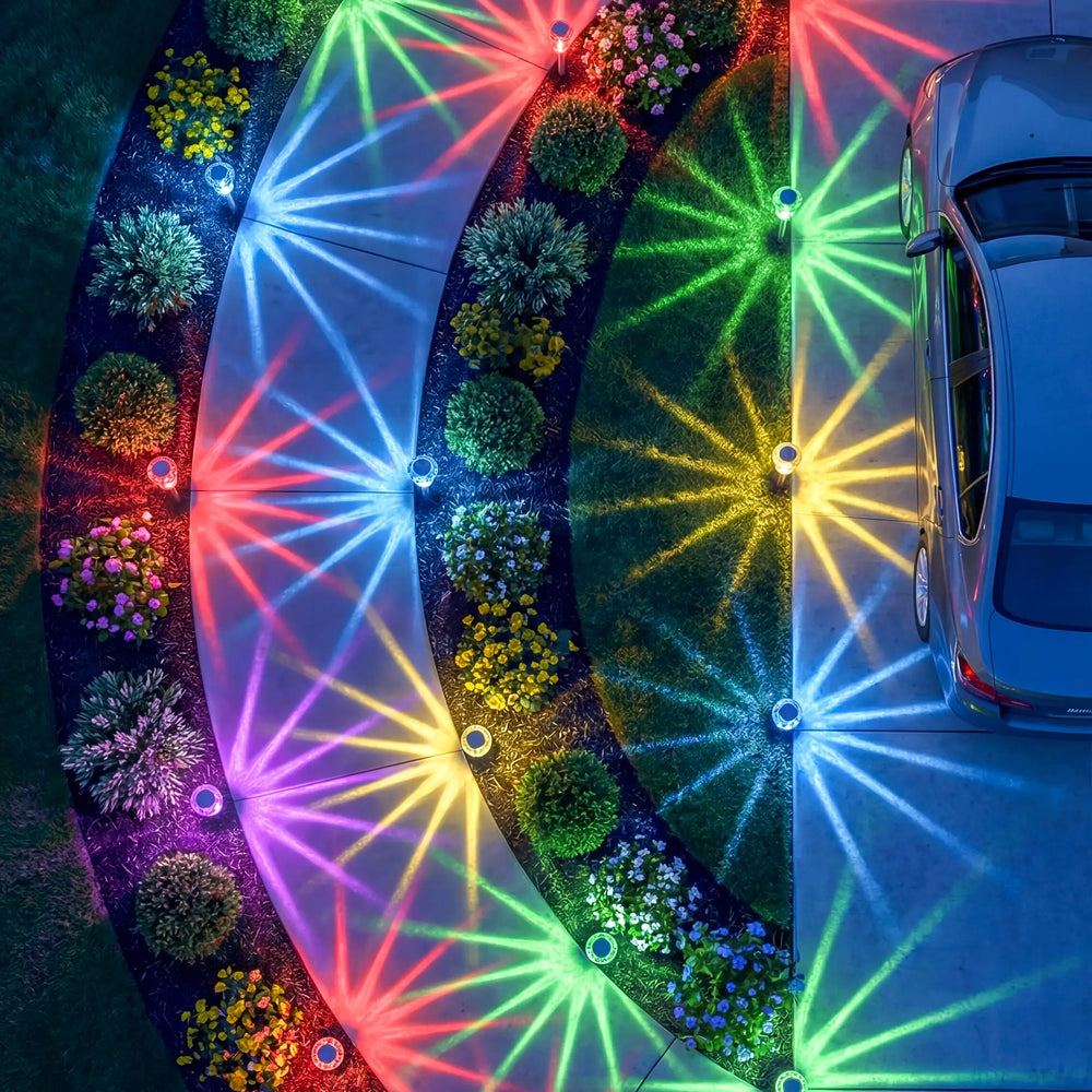 Solar Rainbow Stake Lights – Colorful Starburst Rays for Paths and Garden Beds Tevako