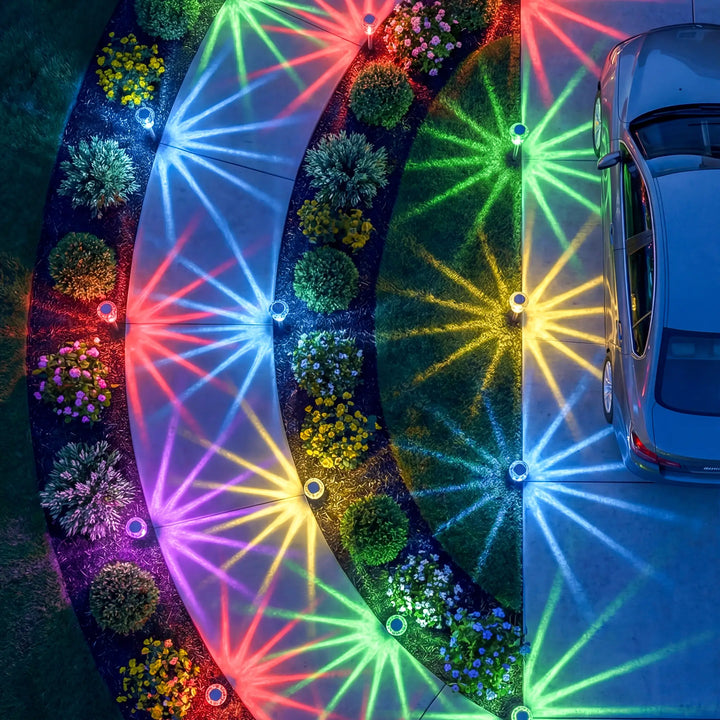 Solar Rainbow Stake Lights – Colorful Starburst Rays for Paths and Garden Beds Tevako