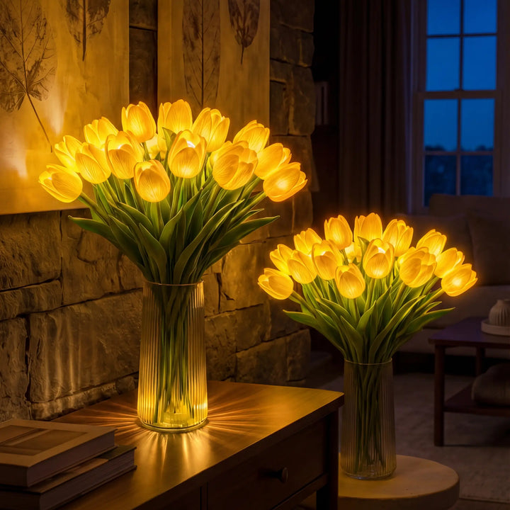 LED Tulip Bouquet Lamp – Glowing Artificial Tulips with Warm Ambient Light Tevako
