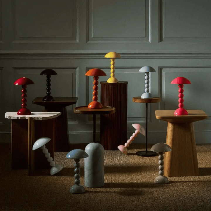 Rechargeable LED Lamp - Bobbin Design with Adjustable Brightness, Pale Denim Finish 4