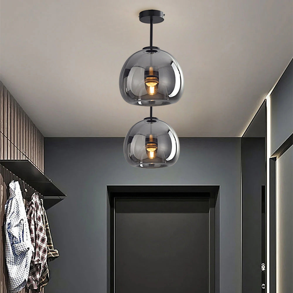 Valtaro Plafondlamp – Koperen plafondlamp met glazen kap en retro-modern design