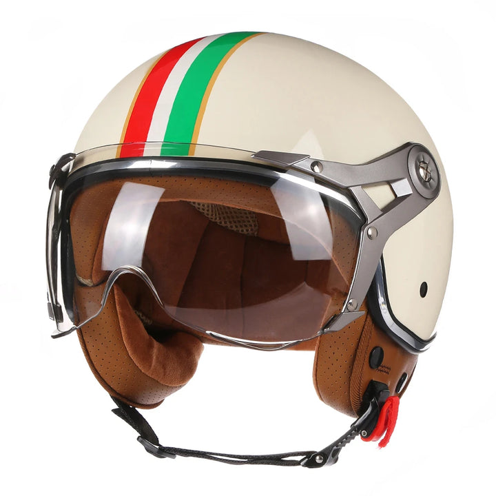 Retro 3/4 Motorhelm voor Mannen en Vrouwen - Open Gezicht, Lichtgewicht en Comfortabel 0