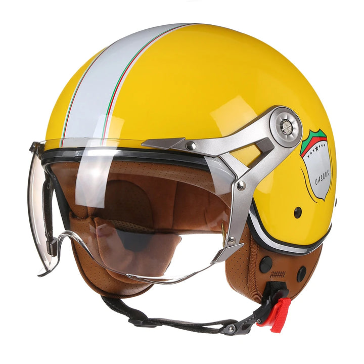 Retro 3/4 Motorhelm voor Mannen en Vrouwen - Open Gezicht, Lichtgewicht en Comfortabel 10