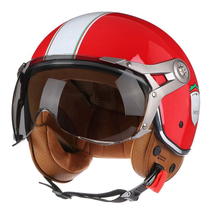 Retro 3/4 Motorhelm voor Mannen en Vrouwen - Open Gezicht, Lichtgewicht en Comfortabel 11