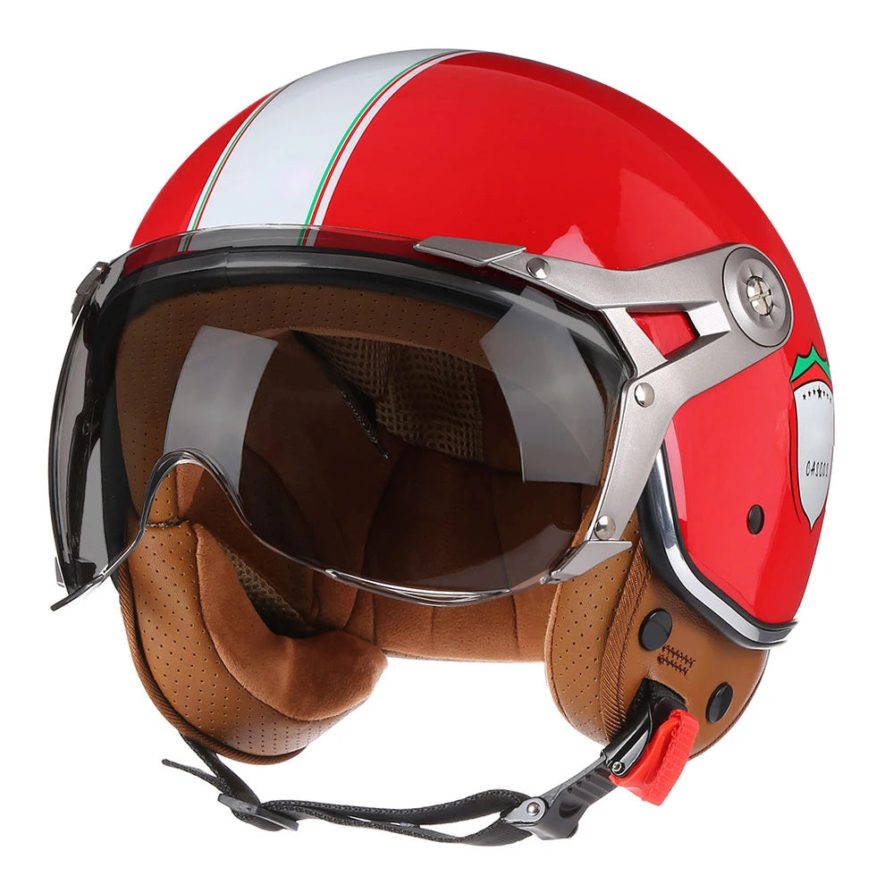 Retro 3/4 Motorhelm voor Mannen en Vrouwen - Open Gezicht, Lichtgewicht en Comfortabel 11