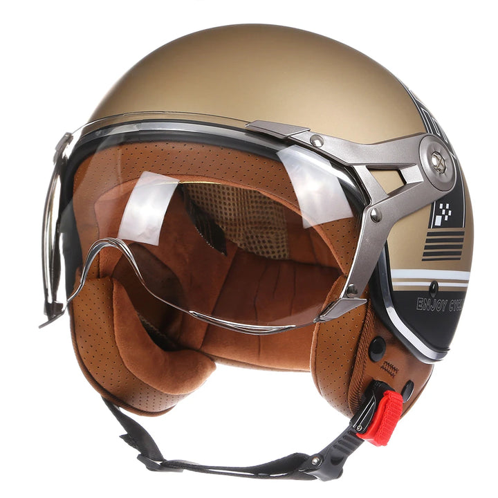 Retro 3/4 Motorhelm voor Mannen en Vrouwen - Open Gezicht, Lichtgewicht en Comfortabel 13