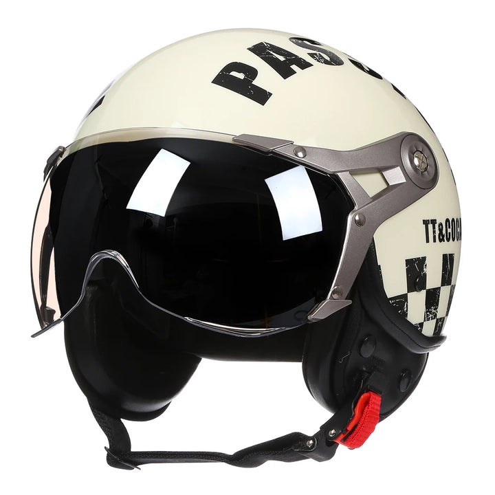 Retro 3/4 Motorhelm voor Mannen en Vrouwen - Open Gezicht, Lichtgewicht en Comfortabel 14