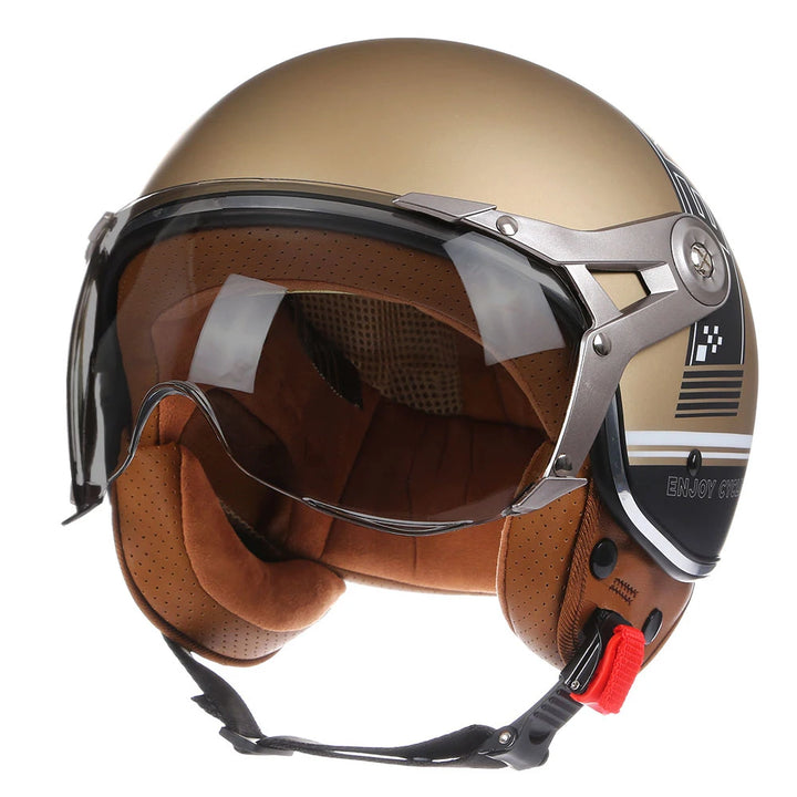 Retro 3/4 Motorhelm voor Mannen en Vrouwen - Open Gezicht, Lichtgewicht en Comfortabel 16