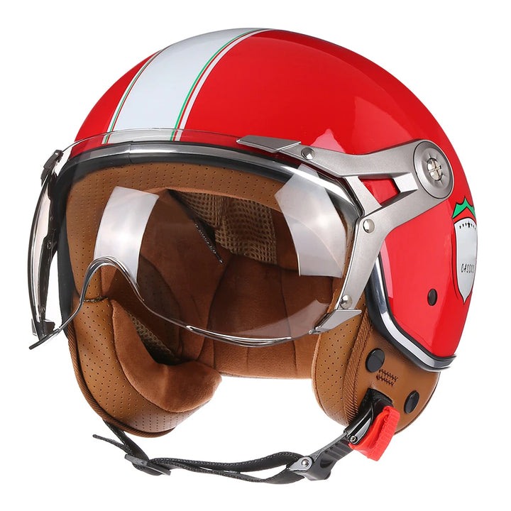Retro 3/4 Motorhelm voor Mannen en Vrouwen - Open Gezicht, Lichtgewicht en Comfortabel 17