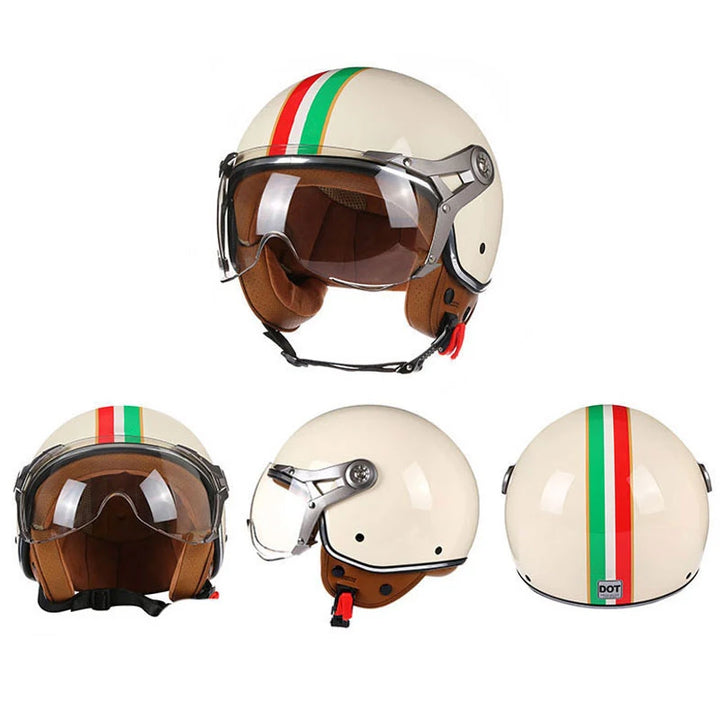 Retro 3/4 Motorhelm voor Mannen en Vrouwen - Open Gezicht, Lichtgewicht en Comfortabel 5