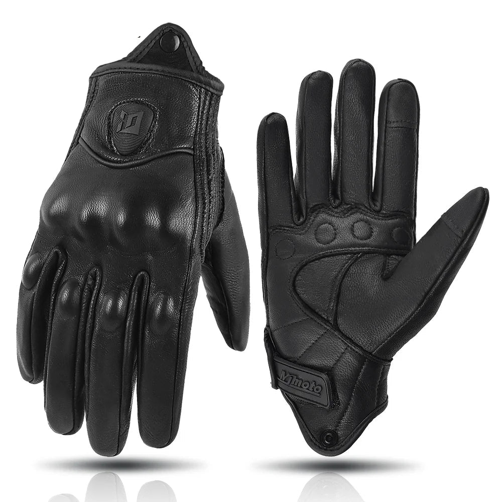 Retro Geperforeerde Motorhandschoenen Heren van Geitenleer Voor Zomergebruik 7