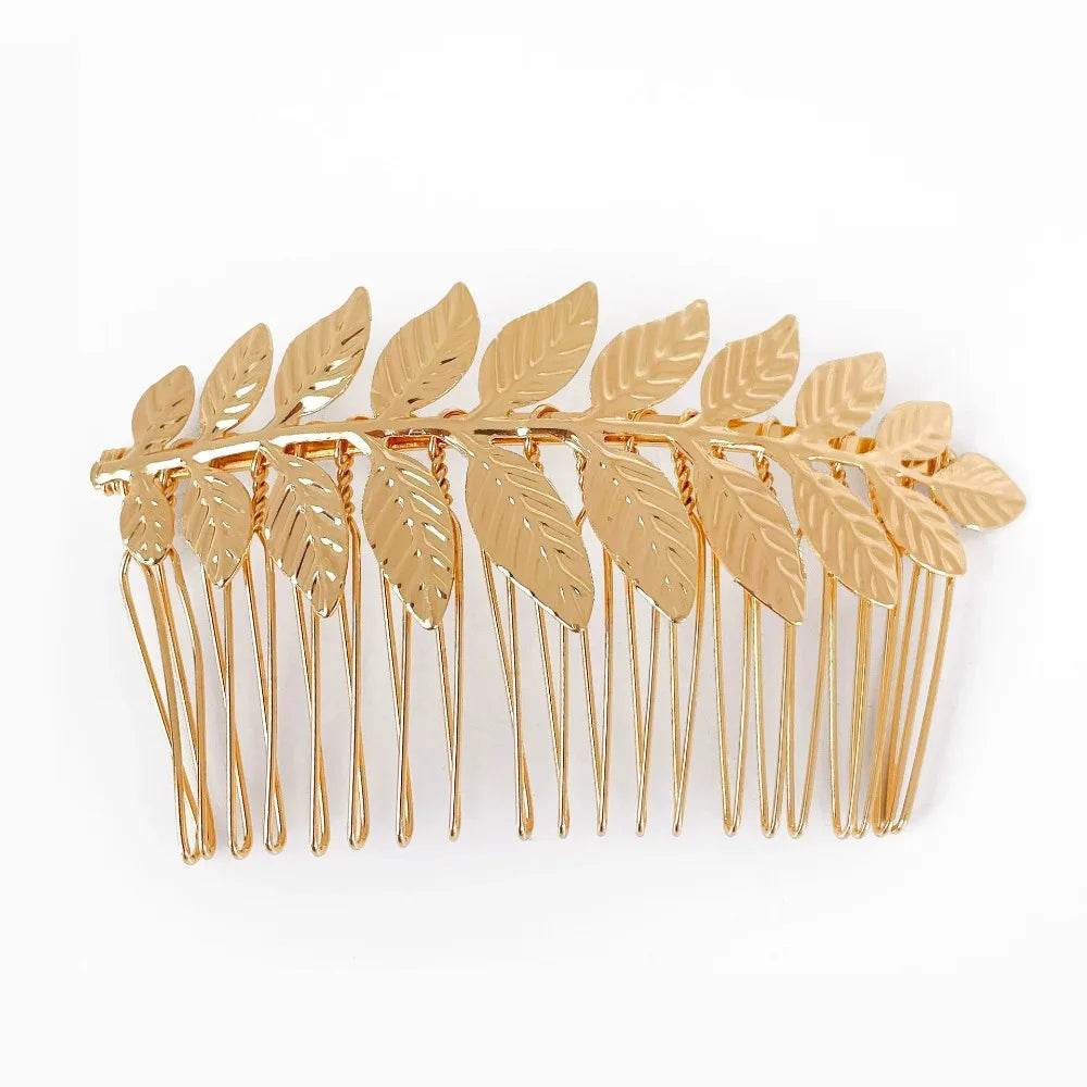 Retro Gouden Haarband Dames met Bladmotief, Tiara Stijl voor Bruiloften en Feesten 8