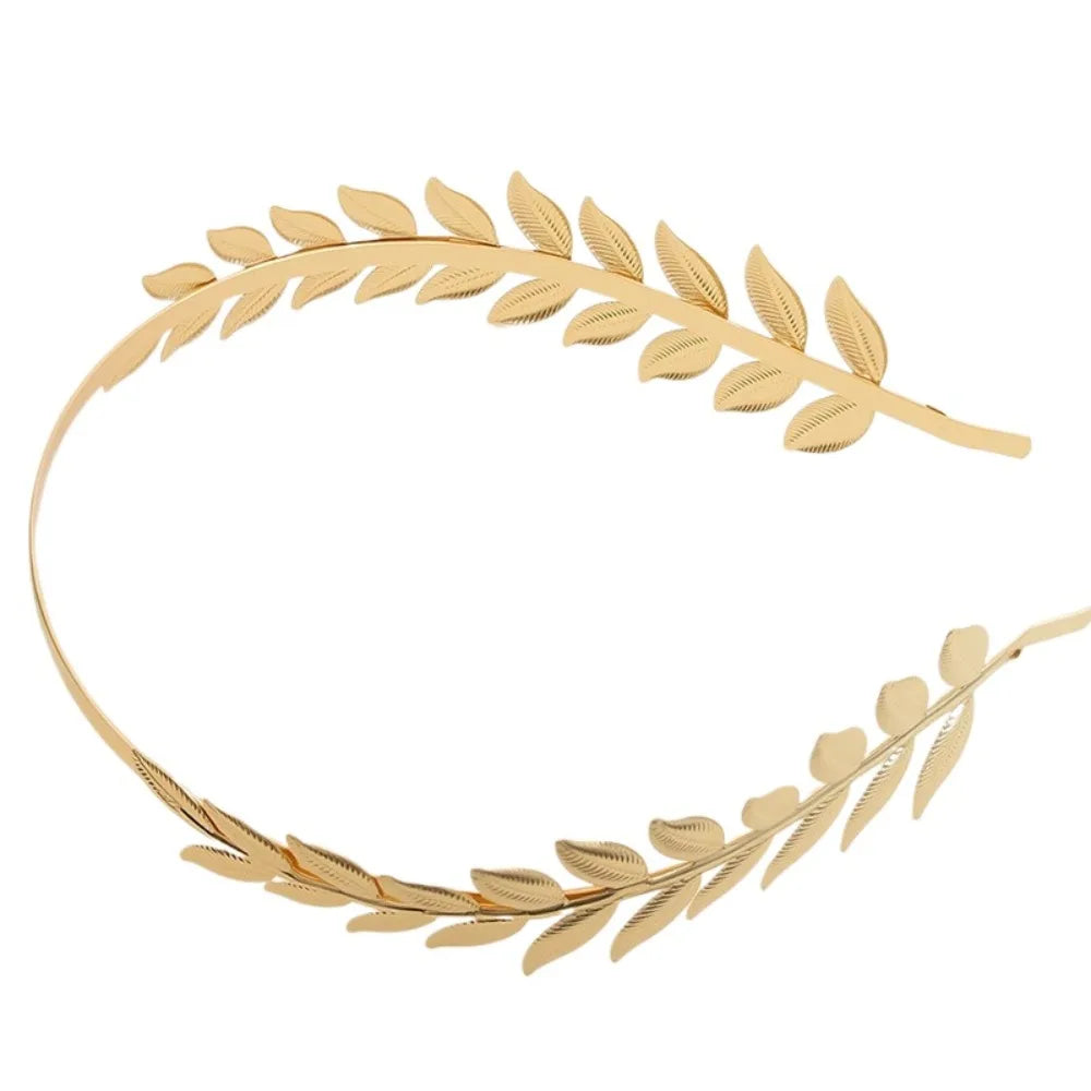 Retro Gouden Haarband Dames met Bladmotief, Tiara Stijl voor Bruiloften en Feesten 9