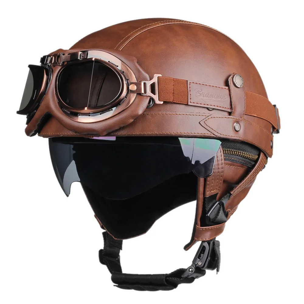 Retro Motorhelm Heren en Dames met DOT-certificering, Lichtgewicht en Veilig 0