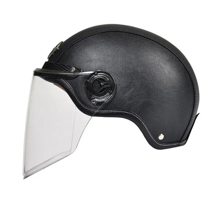 Retro Motorhelm voor Heren met Vizier en Leren Afwerking - Veilig en Comfortabel 19
