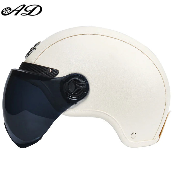 Retro Motorhelm voor Heren met Vizier en Leren Afwerking - Veilig en Comfortabel 21