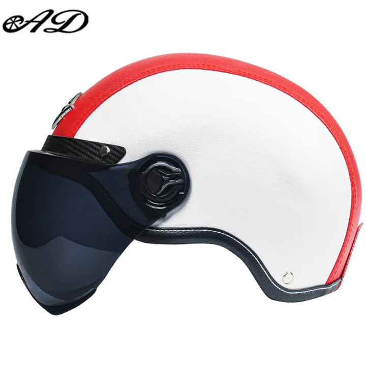 Retro Motorhelm voor Heren met Vizier en Leren Afwerking - Veilig en Comfortabel 22
