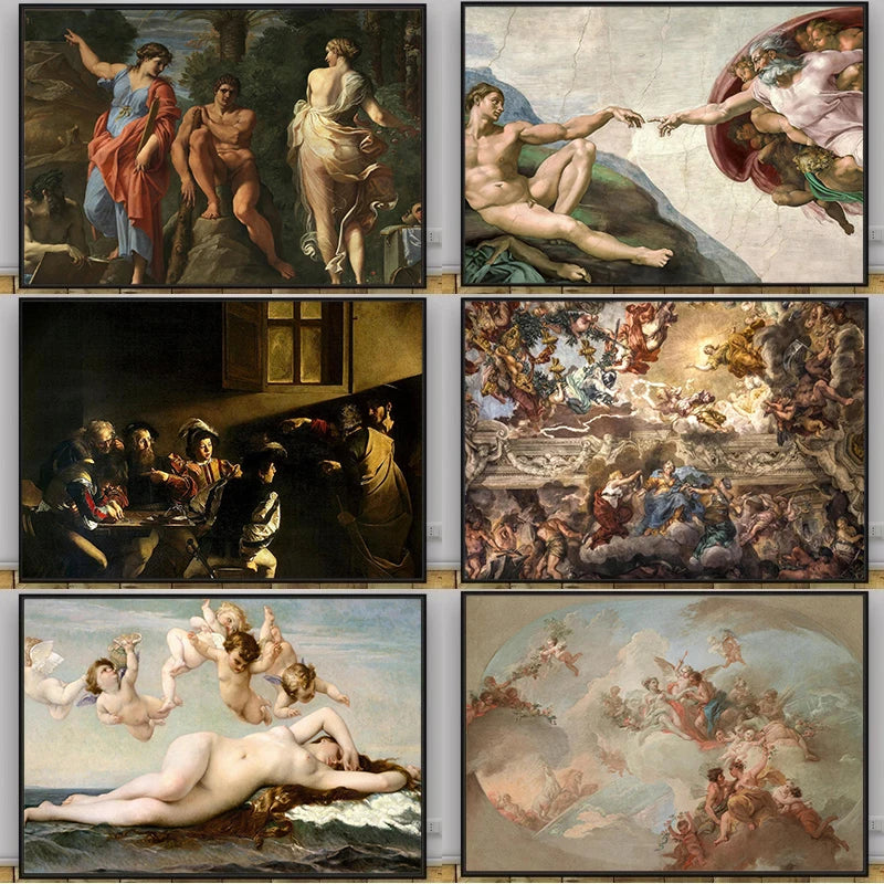 Retro Renaissance Canvas Poster met Griekse Mythologie - Olieverf Wanddecoratie voor Thuis 0