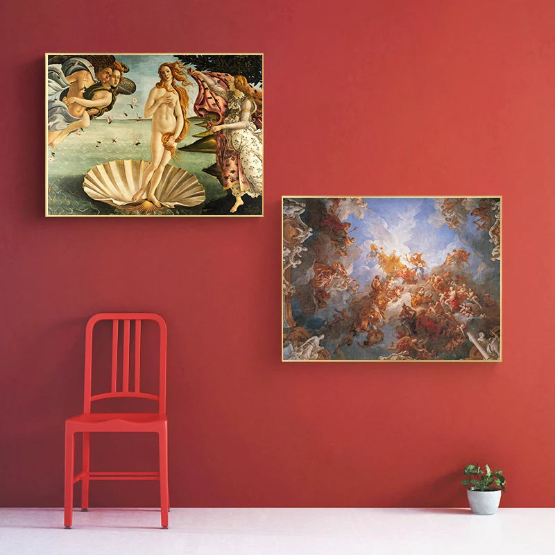 Retro Renaissance Canvas Poster met Griekse Mythologie - Olieverf Wanddecoratie voor Thuis 1