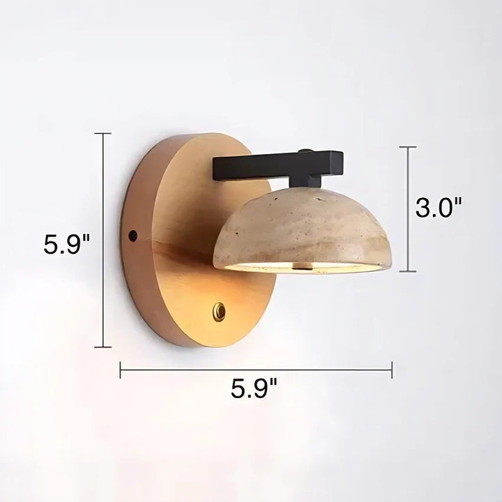 Riley Travertine Wood Round Wall Sconce 6
