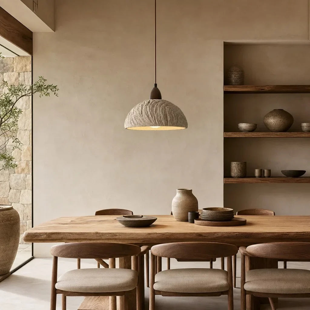 Riven Wabi-Sabi Travertine Stone Pendant Light 1
