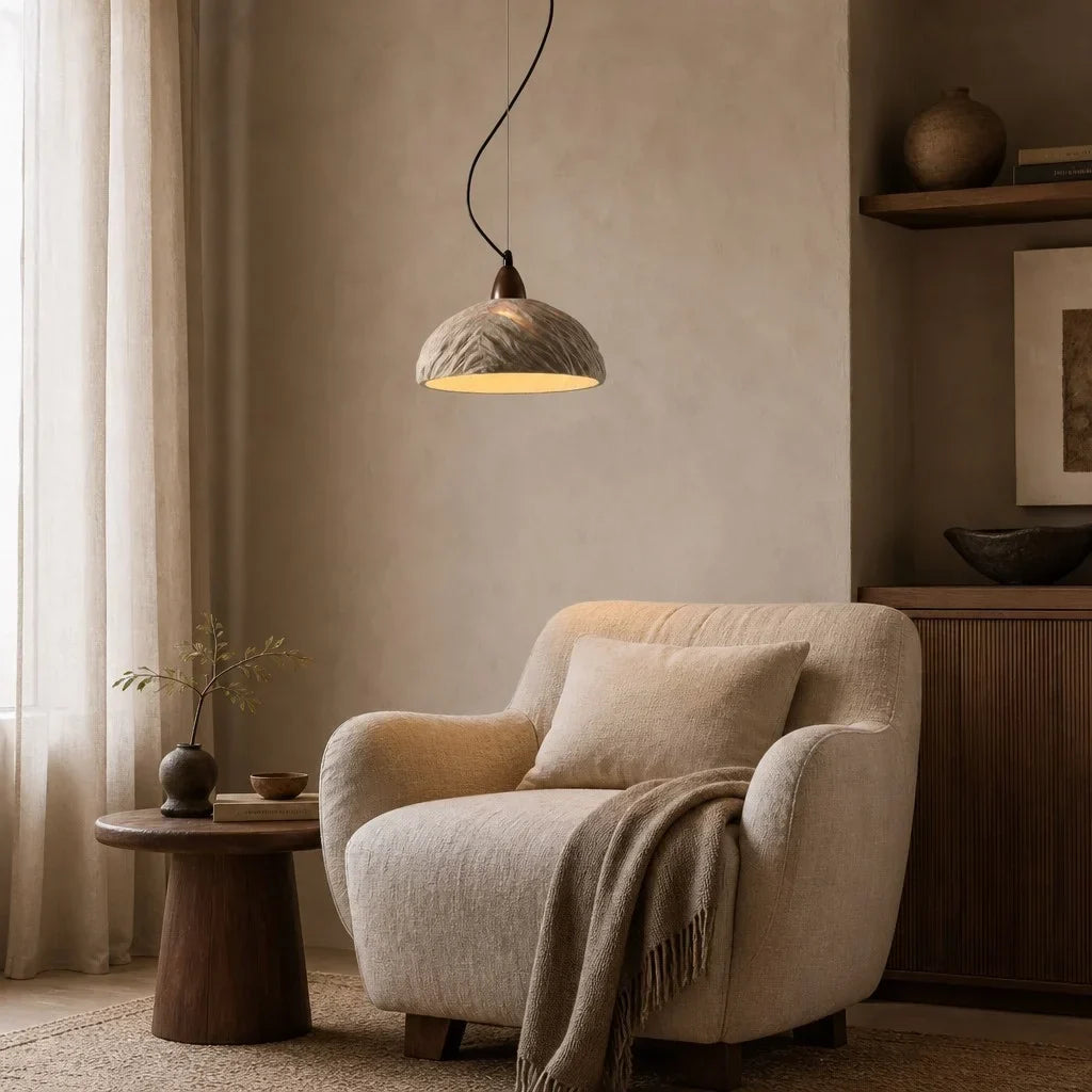 Riven Wabi-Sabi Travertine Stone Pendant Light 6