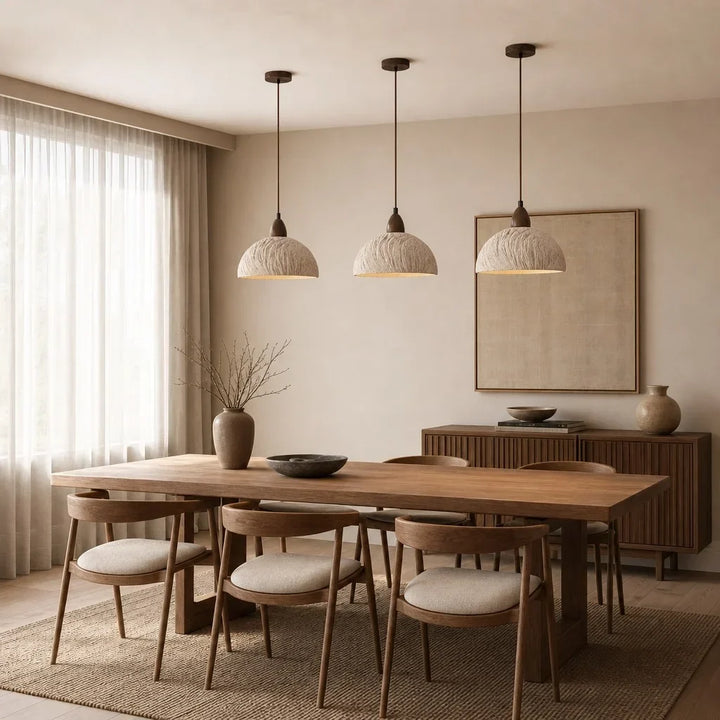 Riven Wabi-Sabi Travertine Stone Pendant Light 7