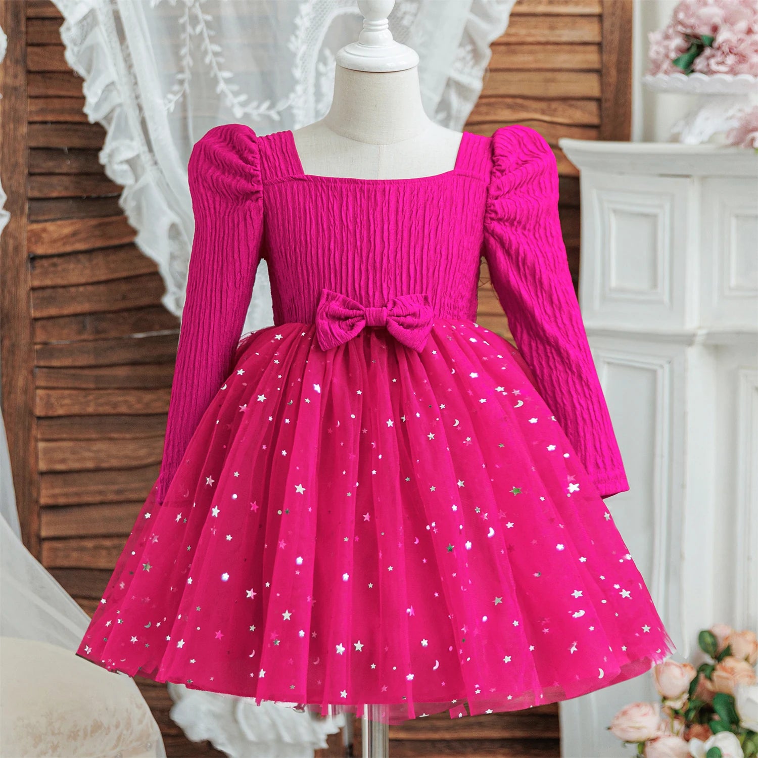 Rode Glitterjurk voor Meisjes met Pailletten - Feestelijke Baljurk 2-10 Jaar 9