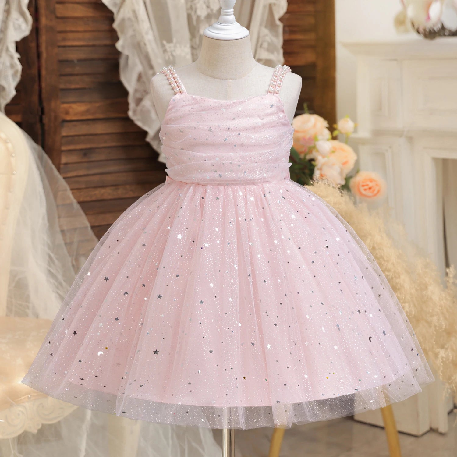 Rode Meisjes Jurk voor Bruiloft, Prinsessenjurk met Pailletten voor 3-8 Jaar 7