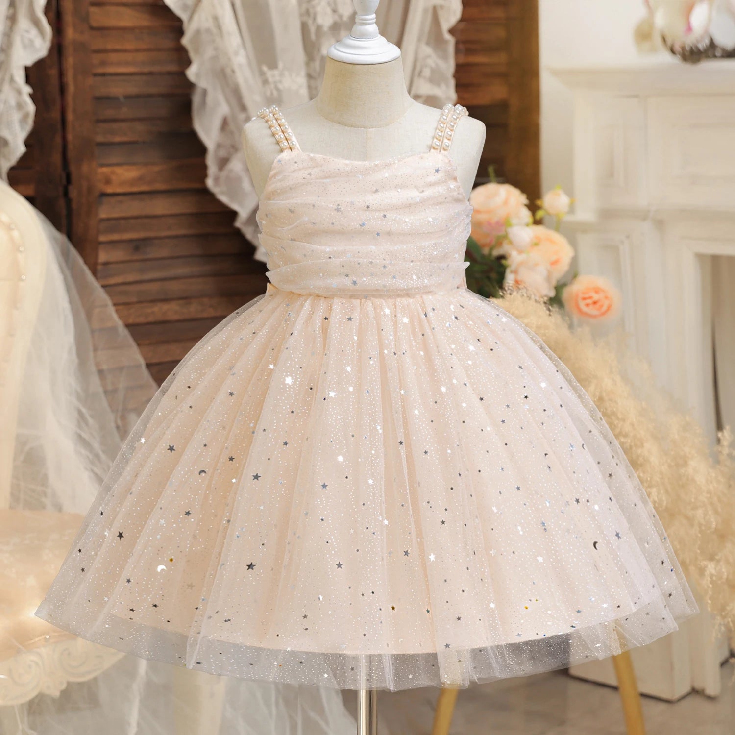 Rode Meisjes Jurk voor Bruiloft, Prinsessenjurk met Pailletten voor 3-8 Jaar 8