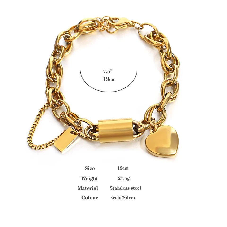 Pulsera Auristé – Pulsera de acero inoxidable chapado en oro para mujeres, hipoalergénica y elegantemente atemporal