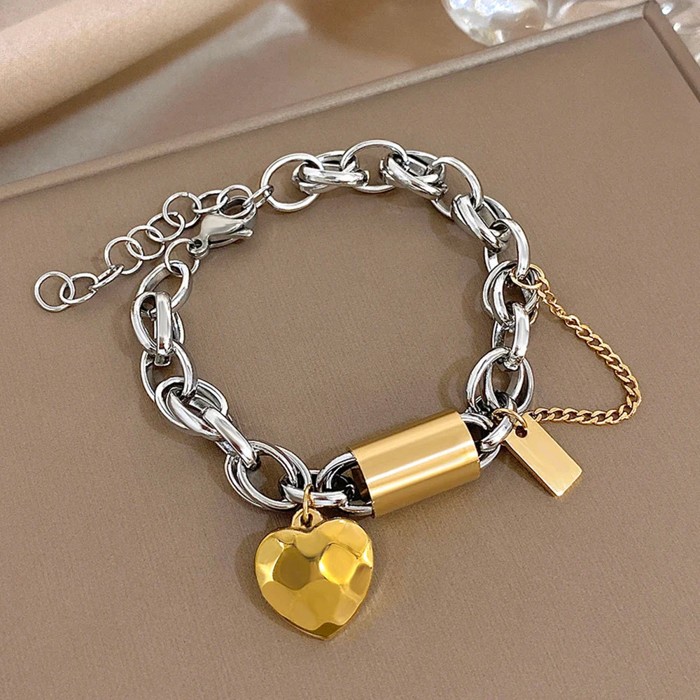 Pulsera Auristé – Pulsera de acero inoxidable chapado en oro para mujeres, hipoalergénica y elegantemente atemporal