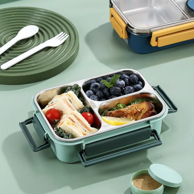 Roestvrijstalen Geïsoleerde Lunchbox Met Compartimenten En Lekvrije Deksel Voor Warme En Koude Maaltijden Onderweg | Sansoti 5
