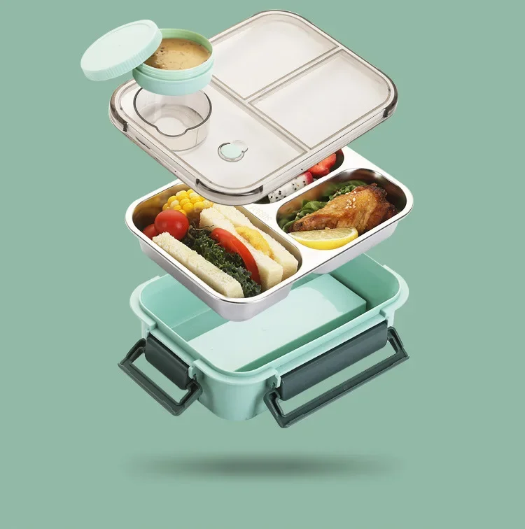 Roestvrijstalen Geïsoleerde Lunchbox Met Compartimenten En Lekvrije Deksel Voor Warme En Koude Maaltijden Onderweg | Sansoti 6