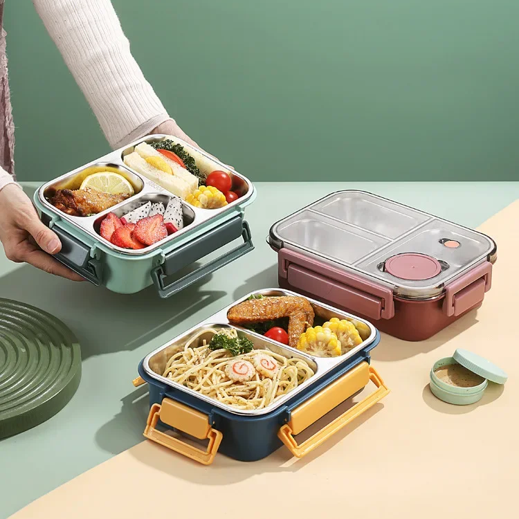 Roestvrijstalen Geïsoleerde Lunchbox Met Compartimenten En Lekvrije Deksel Voor Warme En Koude Maaltijden Onderweg | Sansoti 8