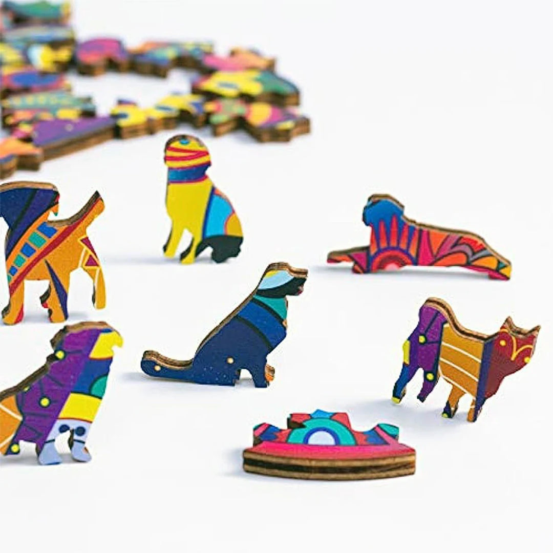 Ronde Houten Puzzel met Pauwpatroon voor Volwassenen en Kinderen - Puzzel Hout Dierenvormen 3