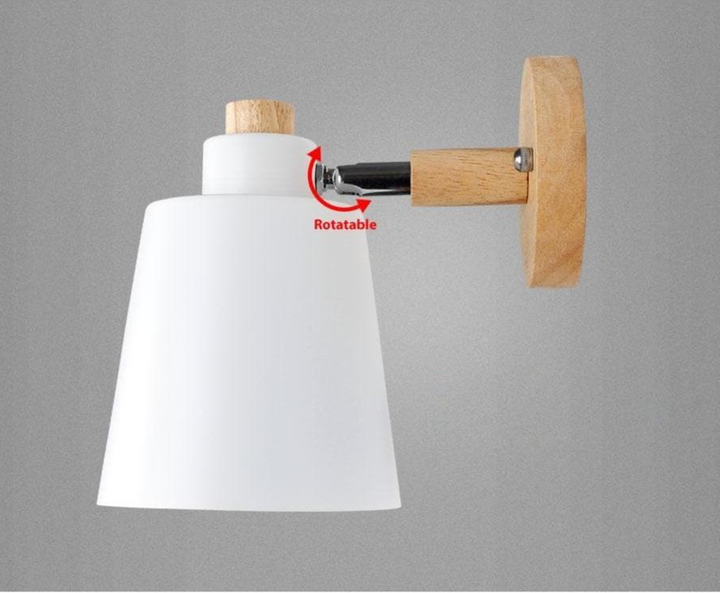 Nordura Leeslamp met Stekker – Verstelbare Kap en Houten Wandplaat