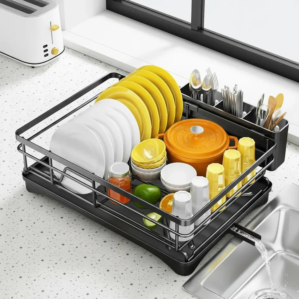 DRAINFLOW – Large Dish Drainer with Drip Tray Bolendo