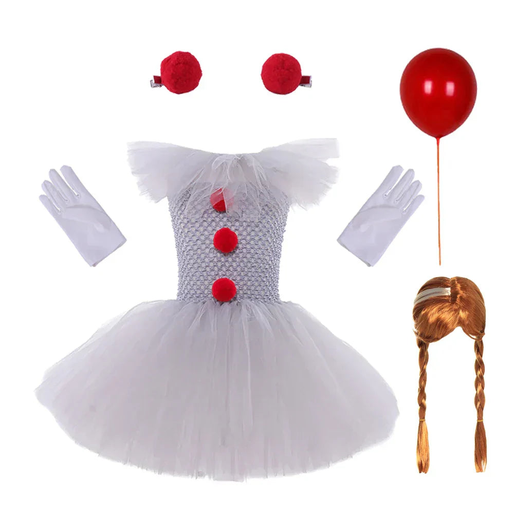 GrimJester – Tutú de payaso vestido para niñas – Disfraz de Halloween