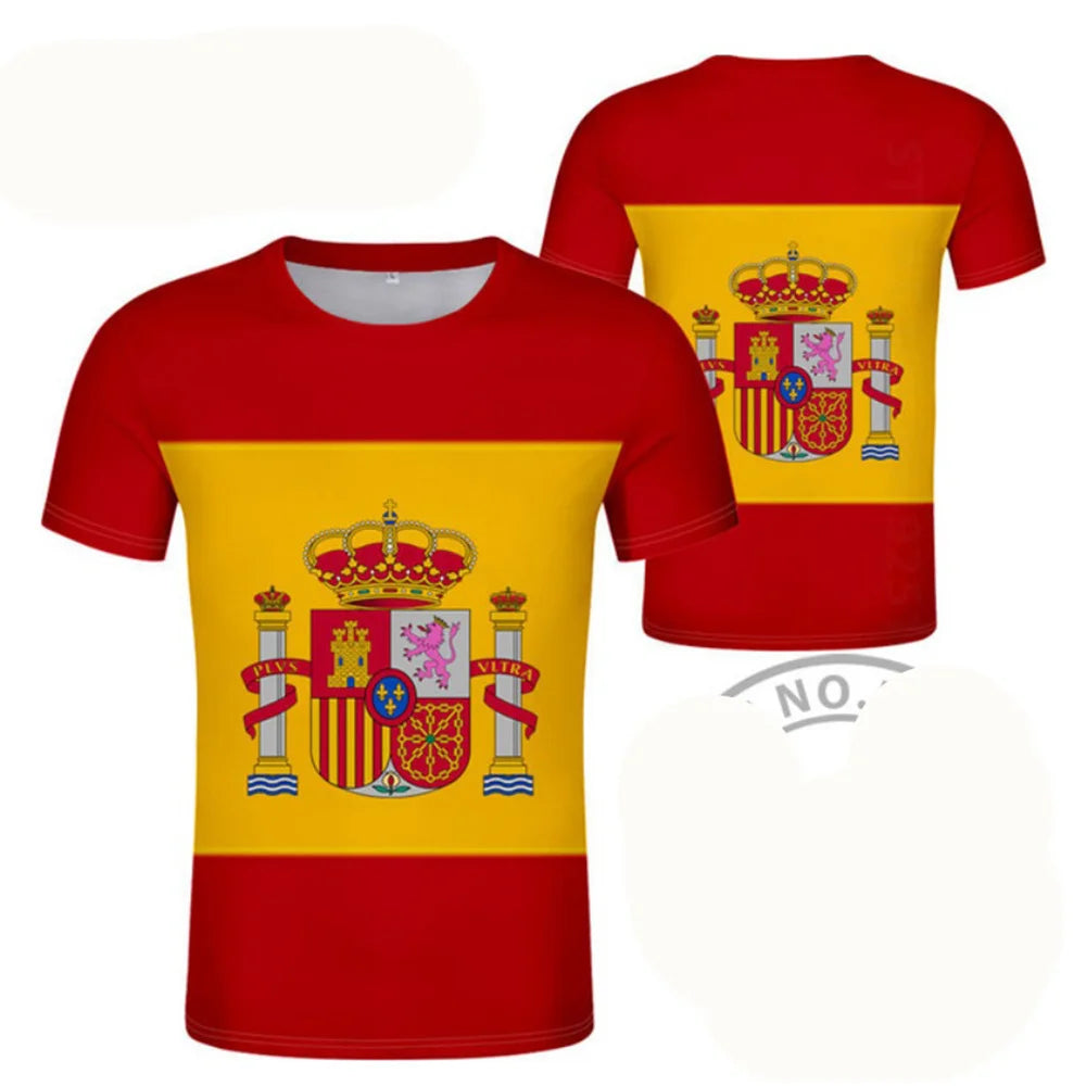 Spain Football Jersey 3D Proud of Spanish Emblem Graphic T Shirt for Men Clothing Espana Soccer Club T-shirt Man Gym Sports Tops VestraGear