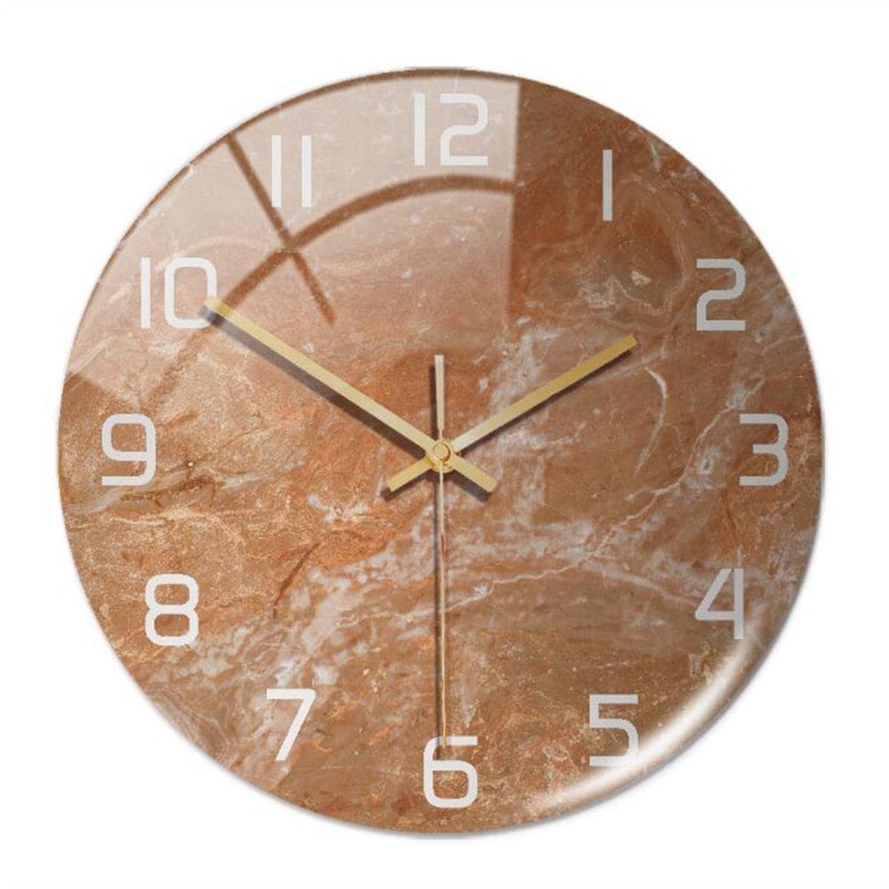 StoneAura – Horloge mural aspect marbre – Décoration intérieure moderne silencieuse