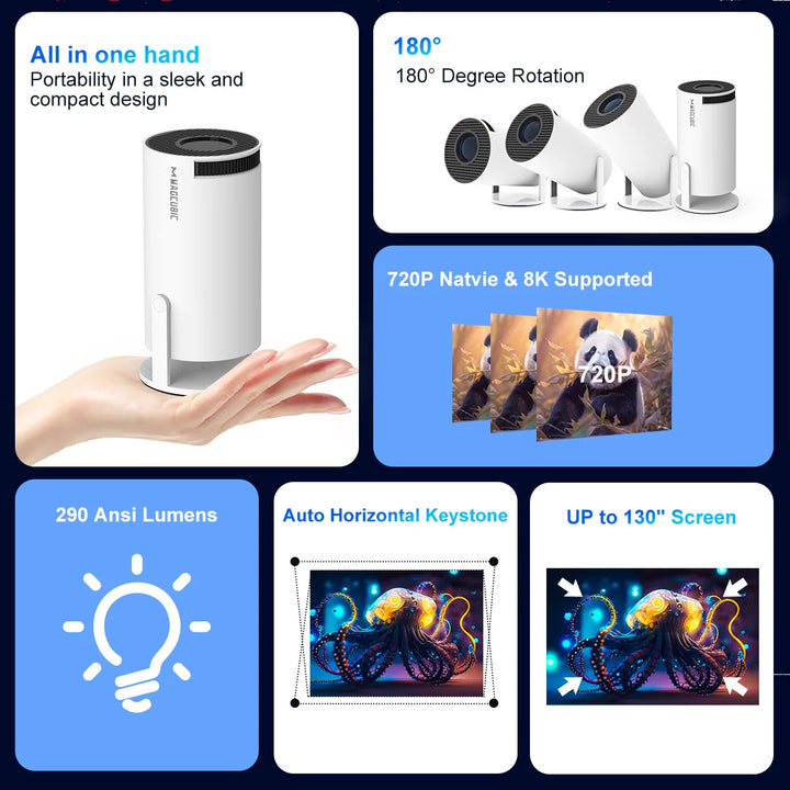 Magcubic Projector HY300 Pro 8K Android 14 Dual Wifi6 290ANSI Allwinner H726 BT5.4 1080P 1280*720P Home Cinema Outdoor Projetor VestraGear