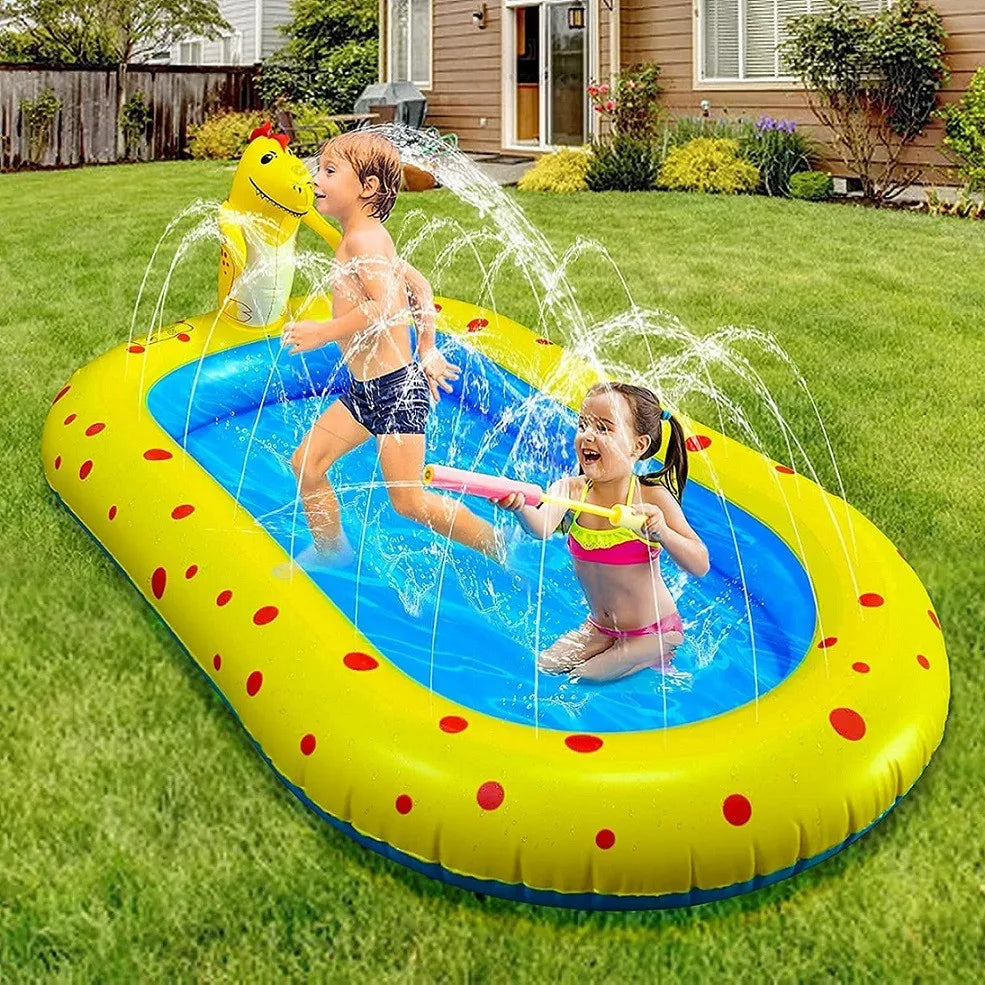 Wasserspielmatte Dinosaurier – Aufblasbarer Planschbereich mit Sprinklerfunktion Bolendo