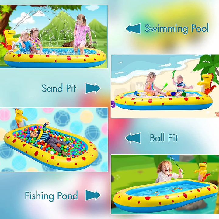 Wasserspielmatte Dinosaurier – Aufblasbarer Planschbereich mit Sprinklerfunktion Bolendo