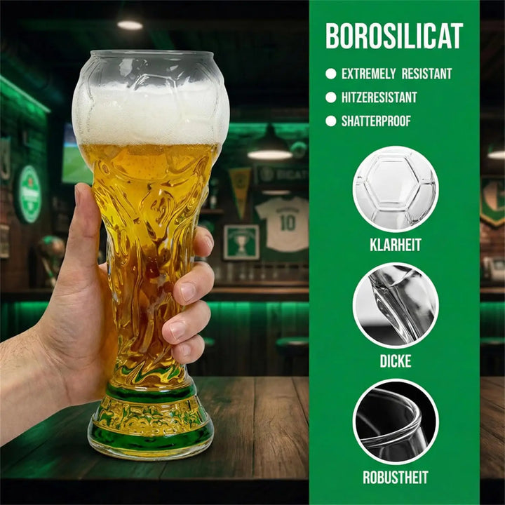 Trophy Beer Glass for World Cup 2026, Premium Soccer Themed Beer Glasses, for Game Day Parties, Man Cave &amp; Football Fan Gifts VestraGear