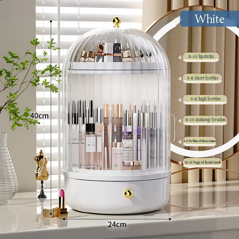 Cosmory – Organizer per trucco con coperchio e design girevole a 360°