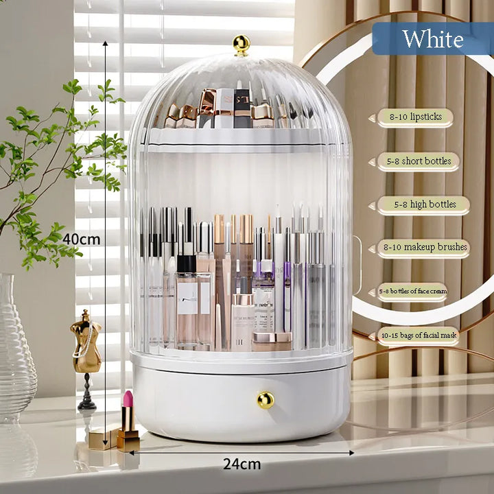 Cosmory – Organizer per trucco con coperchio e design girevole a 360°