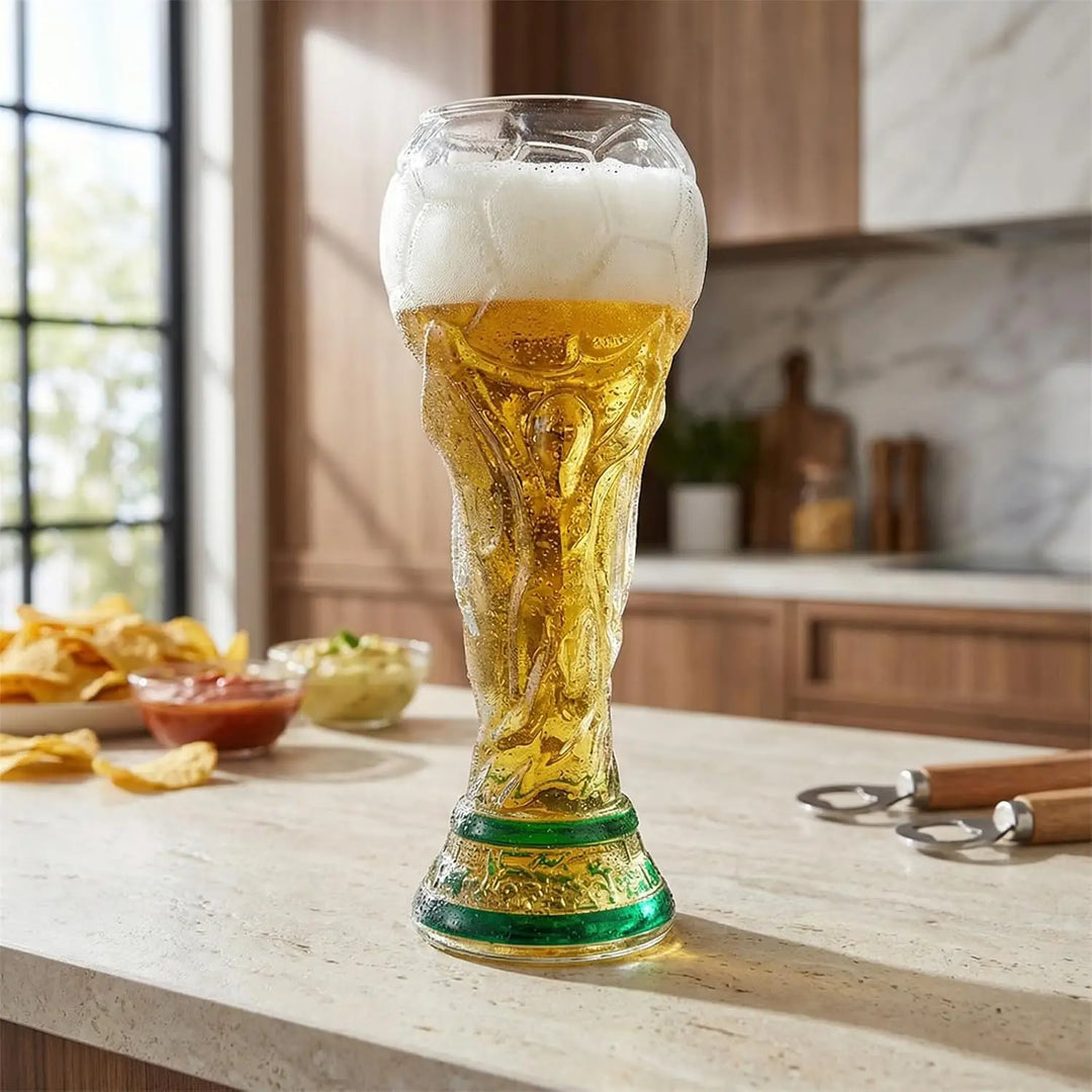 Trophy Beer Glass for World Cup 2026, Premium Soccer Themed Beer Glasses, for Game Day Parties, Man Cave &amp; Football Fan Gifts VestraGear